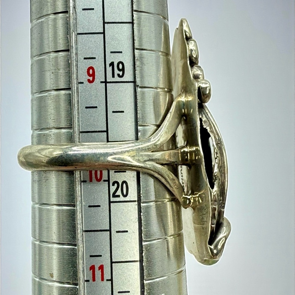 Native American Navajo Sterling Silver Statement Ring – Signed Harry B. Yazzie - Picture 7 of 16